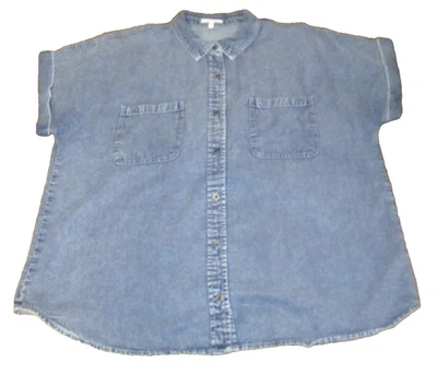 Camisa Maurices Azul Chambray Denim Ligera Manga Gorra Talla XXL Para Mujer Usada en Excelente Condición Foto 1 de 3
