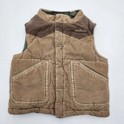 Oshkosh Reversible green camo camouflage/corduroy tan vest Boys size 18 months - Image 1 of 4