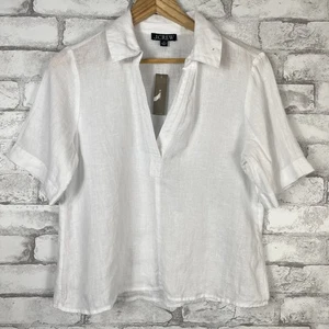 J.CREW NWT Women's Linen White Bungalow Popover Top XS BY694 - Picture 1 of 7