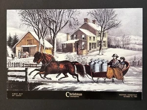 1989 Christmas Sleigh Single and Booklet First Day Ceremony Program Sc# 2428-9 - Picture 1 of 3