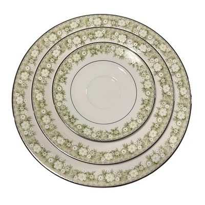 Plato platillo ensalada cena Noritake Princeton 6911 3 piezas verde floral Japón China Foto 1 de 4