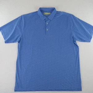 Donald Ross Dog Print Short Sleeve Polo Golf Shirt Mens XL Blue - Picture 1 of 11