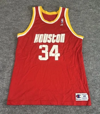 Vintage 90s Champion Jersey NBA Hakeem Olajuwon Houston Rockets Size 48 - Image 1 of 4