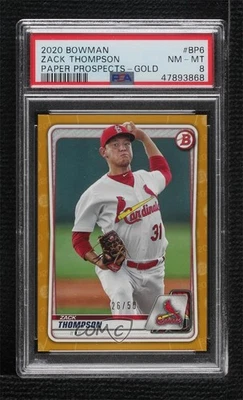 2020 Bowman Prospects Gold /50 Zack Thompson #BP-6 PSA 8 - Image 1 of 2