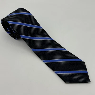 Corbata Joseph A Bank Reserve Azul/Blanco/Negro - Raya Diagonal/Punto 100% Seda Foto 1 de 4