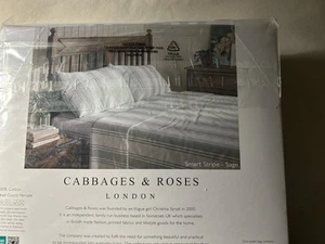 NEU 4-teiliges Kohl & Rosen Queen Bettwäsche Set SMART STRIPE - SALBEI grün und weiß - Bild 1 von 5