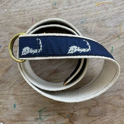 Винтажный детский пояс CAPE COD CANVAS темно-синий тканый двойной D 33 дюйма - Изображение 1 из 3