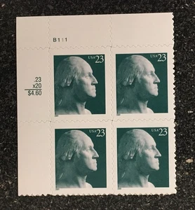 2001USA 23c #3468A George Washington Green - Plate Block of 4 From Mint - Picture 1 of 2