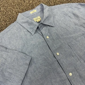 J.Crew Shirt Mens XL Blue Baird McNutt Irish Linen Short Sleeve Button Front - Picture 1 of 6