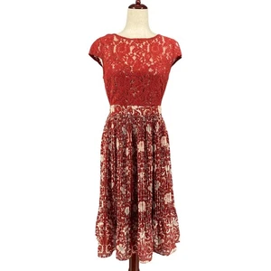 Vestido Plenty Tracy Reese Anthropologie Arcadia Midi 6 Rojo Floral Romántico Boho - Imagen 1 de 17