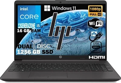 HP 250 G9 Intel I5 1235u Notebook 15.6" RAM 16 Gb DDR4 1256GB windows 11 - Immagine 1 di 4
