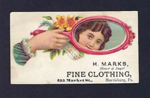 c1890 carta commerciale vittoriana, marchi H, abbigliamento fine, Harrisburg, Pa. - Foto 1 di 2