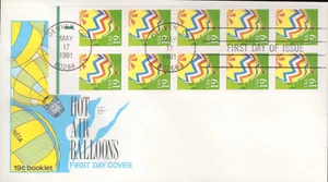 1991 FDC - Scott# 2530a - Booklet Pane - Hot Air Balloons - Farnam Cachet - Bild 1 von 1