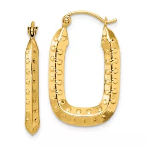 Pendientes de aro rectangulares texturizados de oro amarillo de 10K L- 25,28 mm, W-15,57 mm - Imagen 1 de 4