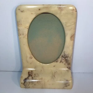 Picture Frame Oval Freestanding Heavy Resin Marbled 9” Tall 1977 Vintage - Picture 1 of 10