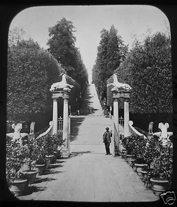Glass Magic Lantern Slide FLORENCE THE BOBOLI GARDENS C1890 ITALY FIRENZE - Picture 1 of 2