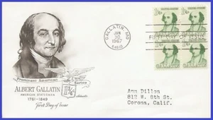 USA3 #1279 ADDR ARTMASTER FDC BL4 Albert Gallatin - Bild 1 von 1