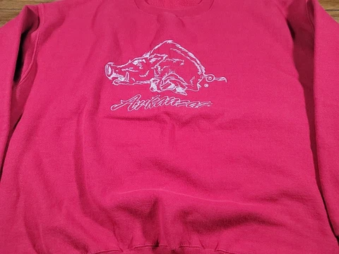 VINTAGE Arkansas Razorbacks Sweatshirt Men XL Sweater Made USA Cover