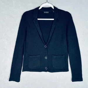 ATM Pullover Damen S schwarz Wollmischung Knopfleiste Cardigan Kragen - Bild 1 von 11