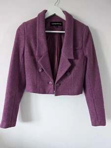 Warehouse Kurzjacke Langarm Knopfdetail 30% Wolle helllila Größe 10 - Bild 1 von 10