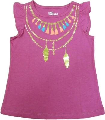 Camiseta Epic Threads para niñas con estampado de aleteo rosa 3T 36-38" 30-32 libras Foto 1 de 3