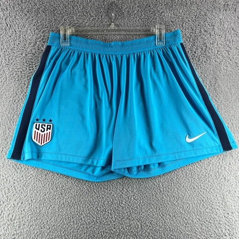 Nike Shorts Womens XL Blue Aeroswift Lined USA Soccer Patch Logo Swoosh Check Cover