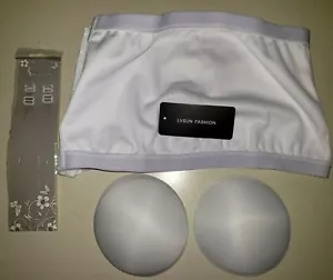 womens NEW STRAPLESS WHITE BRA NWT size medium padding cups clear straps @@ - Picture 1 of 1