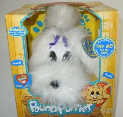 Pound Puppies Happy Waggin Pups NUEVO JAKKS Pacific 2000 blanco perro electrónico Foto 1 de 4