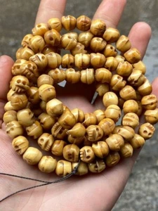 Vintage 108 Bead Buddhism Tibetan Yak Bone Skull Meditation Prayer Mala Necklace - Picture 1 of 8