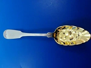 Geigenfaden Sterling Silber Beerenlöffel mit Goldprägung Obst in Schale 9055 - Bild 1 von 5