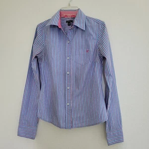 Camisa American Eagle Outfitters Juvenil Rosa y Azul Manga Larga Botón Delantero Talla 0 - Imagen 1 de 4