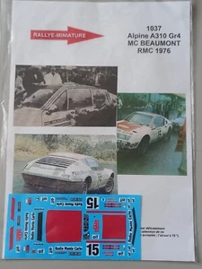Décals ALPINE A310 N°15 Rallye Monte Carlo 1976 (Rallye Miniature ) 1:43 - Foto 1 di 1