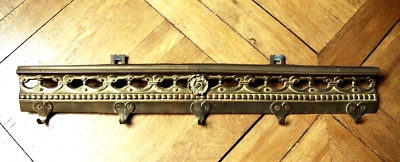 Ancienne Patère Murale Bronze serti cuivre porte manteau XIX ème L: 65 cm Rare ! - Photo 1/4
