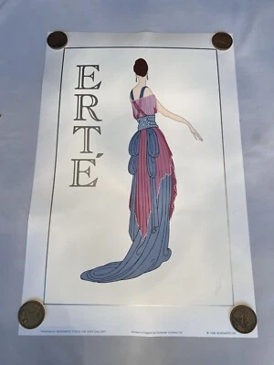 "Litografía original en relieve Erte Devotion ~ diseño de disfraz de vestido 30,5"" X 20,5""" Foto 1 de 4