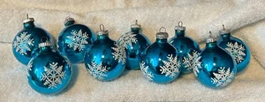 Adornos navideños vintage de vidrio de Alemania Occidental con mica - verde azulado 2" - nuevos con etiquetas - lote de 9 - Imagen 1 de 4