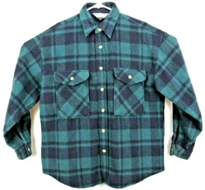 Camisa para hombre Fieldmaster talla M manga larga botón verde/negro mezcla de lana a cuadros - Imagen 1 de 9