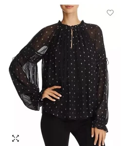 JOIE Amalthea Women’s Blouse Small Black Print Silk Long Sleeve Top $258 - Picture 1 of 12