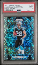 2017 PANINI PRIZM CHRISTIAN MCCAFFREY DISCO PRIZM #249 ROOKIE CARD PSA 9 MINT
