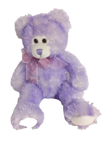 Kellytoy lila mattierter Plüsch-Teddybär 12 Zoll Stofftier Spielzeug Herz Schleife weich - Bild 1 von 8