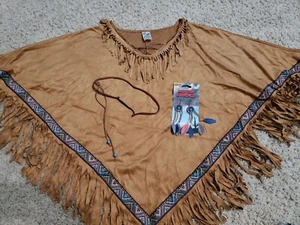Spirit Halloween Costume Woman Native American Indian Western Wild West Poncho - Picture 1 of 6