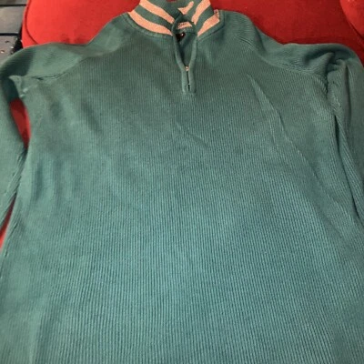 Women’s Daisy Fuentes Teal & Silver 1X, 1/4 Zip Up, Sparkly Sweater - Image 1 of 4