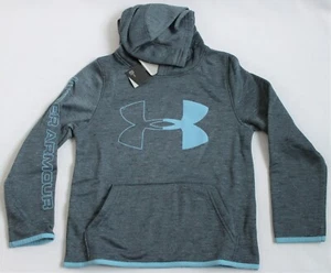 Under Armour Boys XS (7) Armour Fleece Hoodie Wire/Mobile Blue Hooded Sweatshirt - Picture 1 of 5