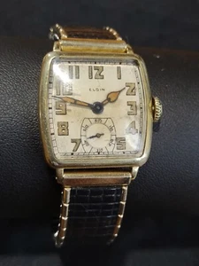 Antique Elgin15 Jewel 14kt Gold Filled Case Wrist Watch Runs - Picture 1 of 24