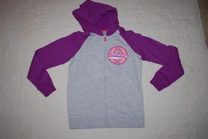 Girls GRAY PURPLE FLEECE SWEAT JACKET Hooded DREAM BELIEVE ACHIEVE  XS 4-5 - Picture 1 of 2