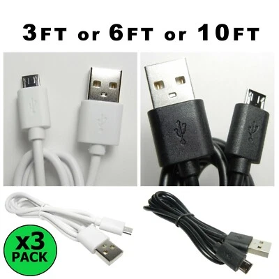 3x PACK Micro USB Cable Data Sync Fast Charger Cord Charging For Android Phone - Image 1 of 4