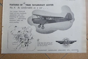 5/1945 PUB TAYLORCRAFT AUSTER STEEL AEROPLANE N°4 ORIGINAL AD - Picture 1 of 1