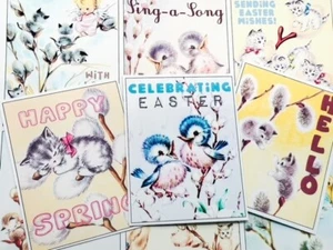 Set of 9 Vintage Retro Springtime Easter Blooms STICKERS - Just Cut & Use! - Picture 1 of 2