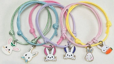 LIZZIELINKS 6 EASTER FRIENDSHIP BRACELETS EGG HUNT PRIZES PARTY BAG GIFTS FILLERS FAVOURS ‘