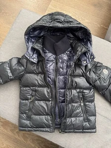 AUTHENTISCH MONCLER KINDER zwei Schichten DAUNEN WARME JACKE MANTEL blau GRAU JUNGE WESTE 6 Kapuze - Bild 1 von 9