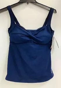 TYR Women's Twisted Front Solid Tankini Top Sports Swimsuit, Navy Blue, Size 10 - Picture 1 of 7